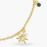 Gold Stars and Midnight Blue Tone Charm Bracelet