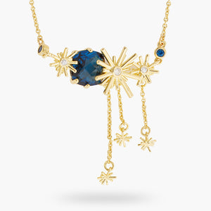 Gold Stars and Blue Stone Statement Necklace