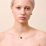 Gold Stars and Square Stone Pendant Necklace