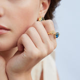 Gold Stars and Square Stone Adjustable Me and You Ring