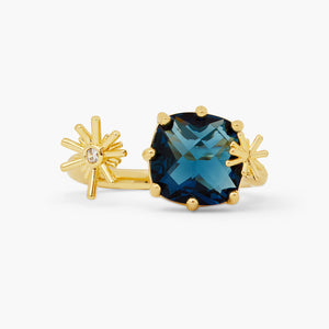 Gold Stars and Square Stone Adjustable Me and You Ring