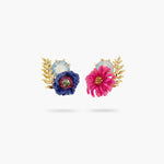 Imaginary Flower and Crystal Post Earrings