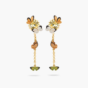 
            
                Load image into Gallery viewer, Les Néréides Loves Animals Enameled Butterfly and Cut-Glass Stone Dangling Post Earrings
            
        