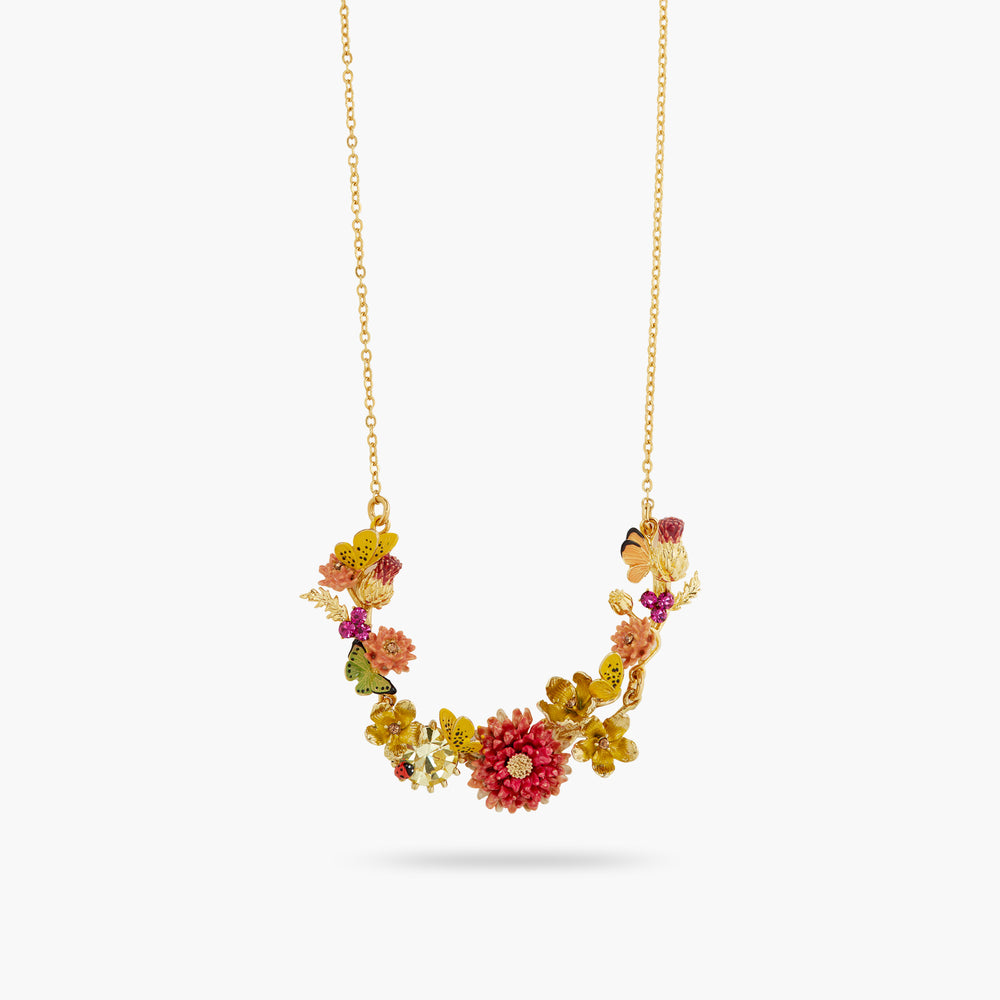 Les Néréides Loves Animals Butterfly Field, Flower and Stone Statement Necklace