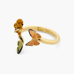 Les Néréides Loves Animals Colorful Butterfly and Enameled Ladybird Adjustable Ring