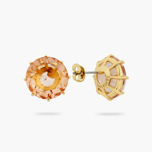 
            
                Load image into Gallery viewer, Apricot Pink Diamantine and Round Stone Post Earrings
            
        