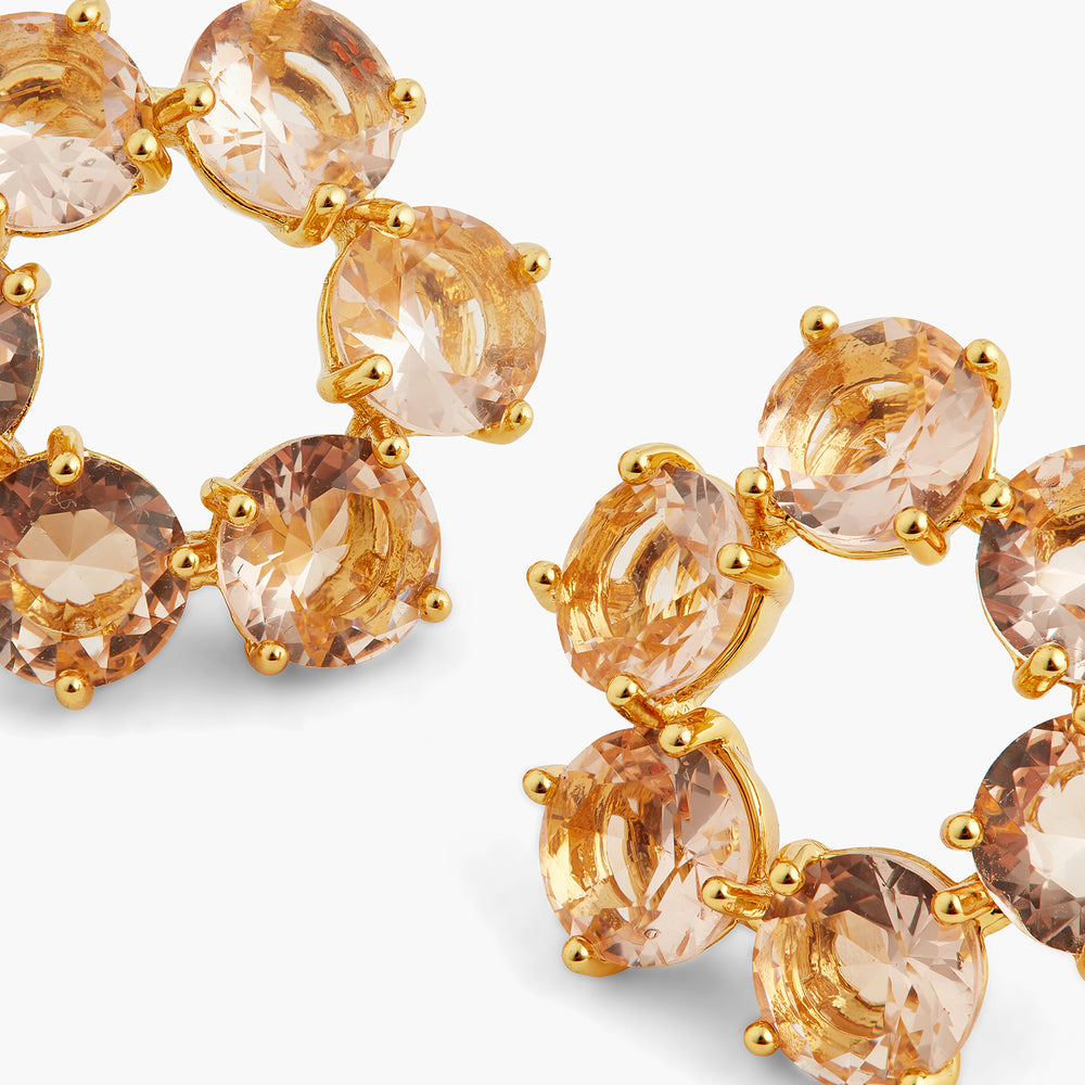 Apricot Pink Diamantine 6 Round Stone Clip-On Earrings
