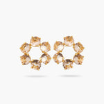 Apricot Pink Diamantine 6 Round Stone Post Earrings