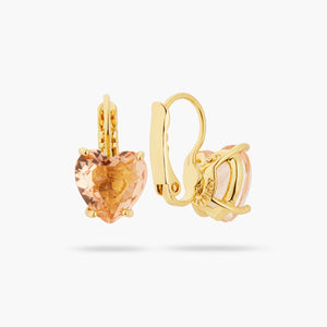 
            
                Load image into Gallery viewer, Apricot Pink Diamantine Heart Sleeper Earrings
            
        