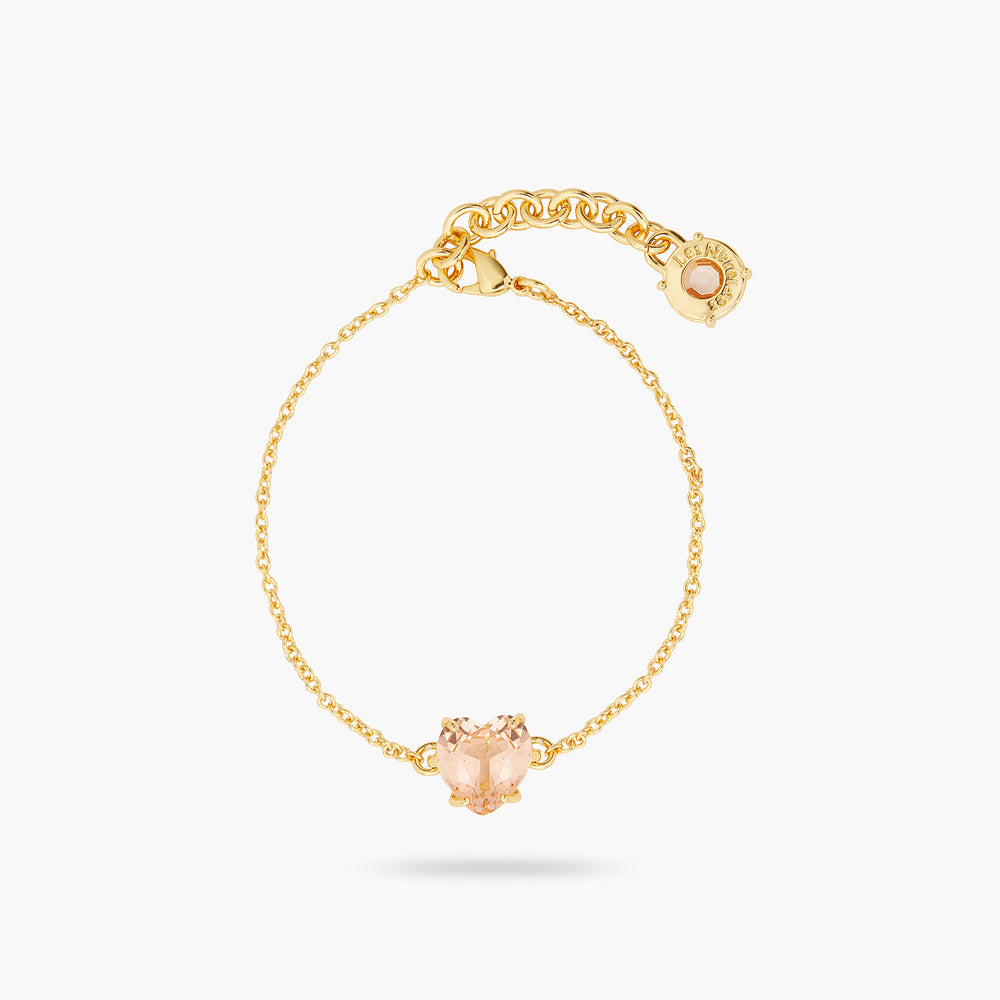 
            
                Load image into Gallery viewer, Apricot Pink Diamantine Heart Fine Bracelet
            
        