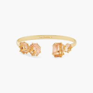 
            
                Load image into Gallery viewer, Apricot Pink Diamantine 4 Stone Bangle Bracelet
            
        