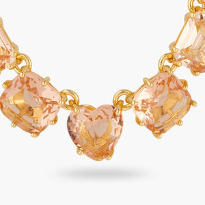 Apricot Pink Diamantine 9 Stone Fine Necklace