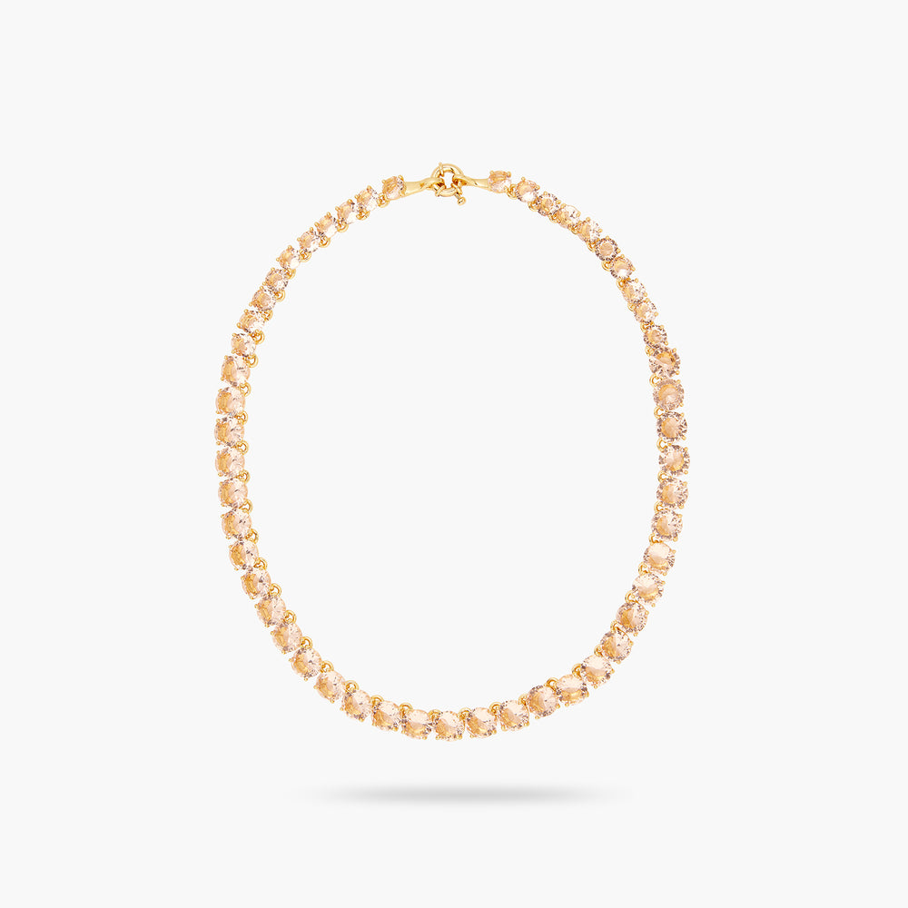 
            
                Load image into Gallery viewer, Apricot Pink Diamantine Round Stone Choker Necklace
            
        
