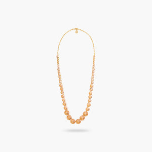 Apricot Pink Diamantine Round Stone Long Necklace