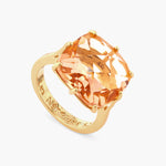 Apricot Pink Diamantine Square Solitaire Ring