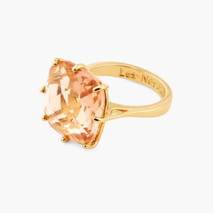 
            
                Load image into Gallery viewer, Apricot Pink Diamantine Square Solitaire Ring
            
        
