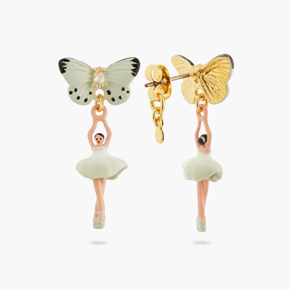 
            
                Load image into Gallery viewer, Mini Pas de Deux and Aqua Green Butterfly Post Earrings
            
        
