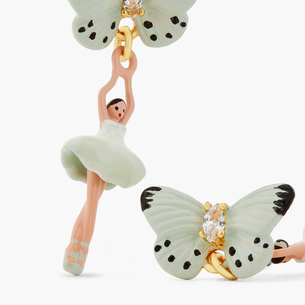 
            
                Load image into Gallery viewer, Mini Pas de Deux and Aqua Green Butterfly Post Earrings
            
        