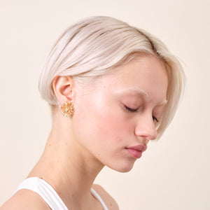 Golden Spider's Web and Crystal Clip-On Earrings