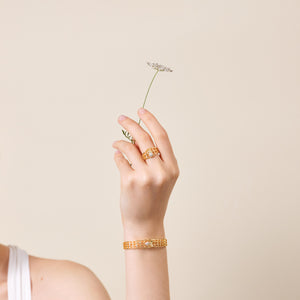 Openwork Enamel Spider and Crystal Ring