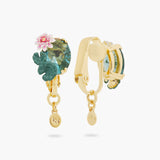 Lotus Flower and Blue Stone Clip-on Earrings