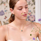 Lotus Flower and Blue Stone Sleeper Earrings