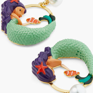 Mermaid and Pearl Clip-On Earrings