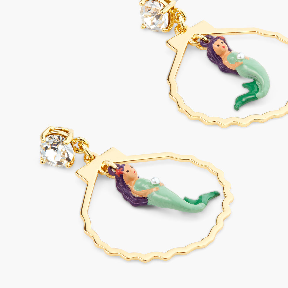 
            
                Load image into Gallery viewer, Mermaid, Cut Stone, Seashell Shape Clip-On Earrings
            
        