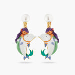 Mermaid and Dolphin Clip-On Earrings