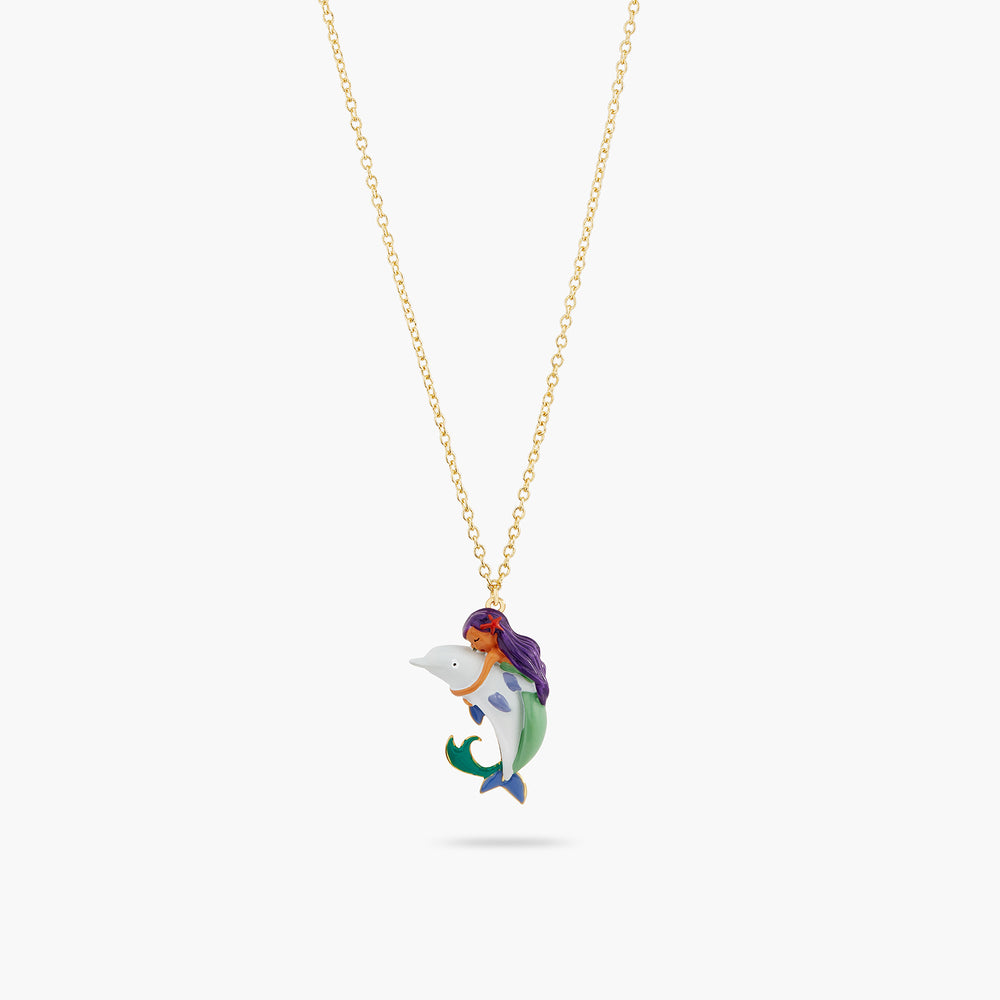 Mermaid and Dolphin Pendant Necklace