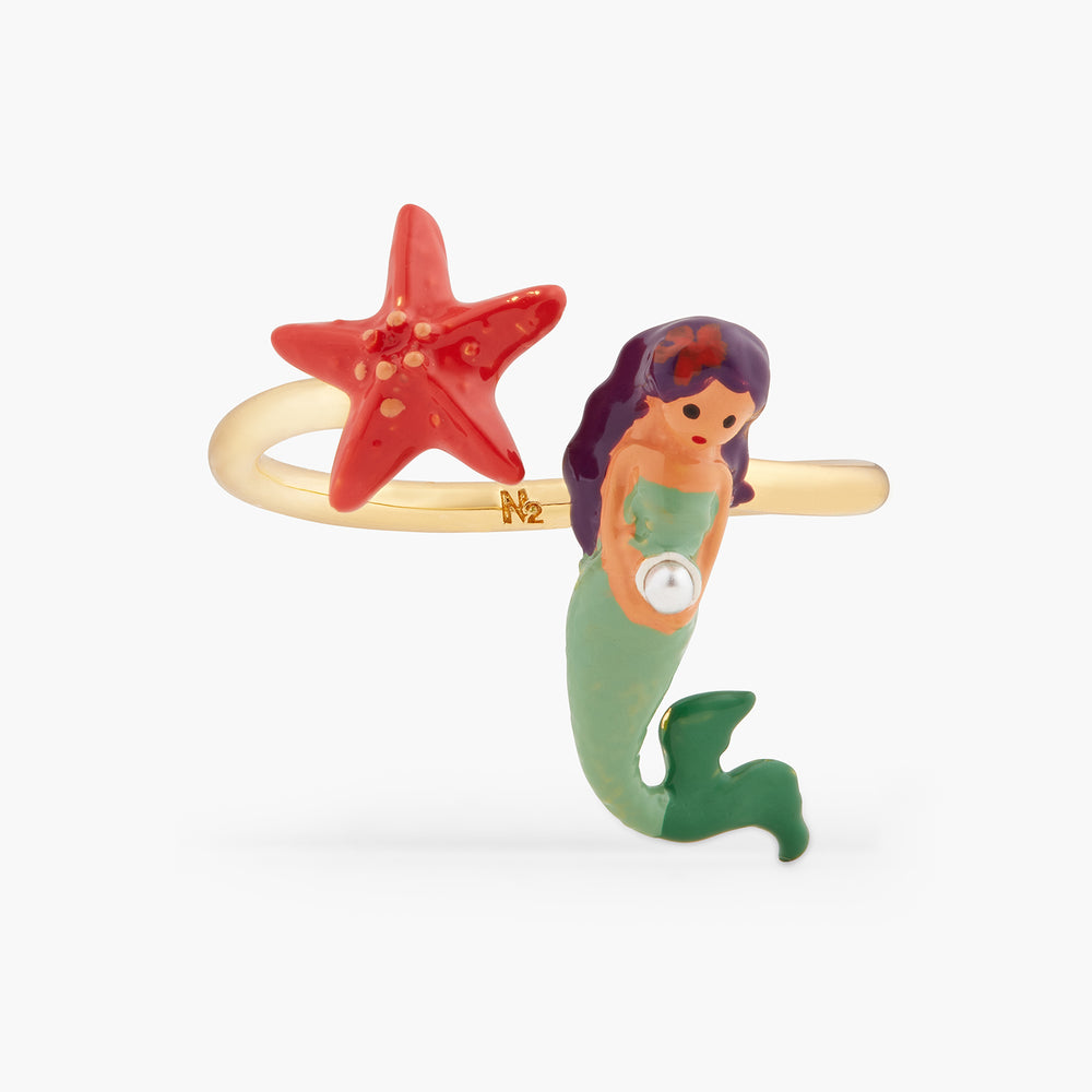 Mermaid and Starfish Adjustable Ring