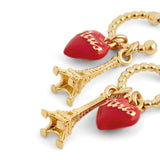 Eiffel Tower and Red Heart Post Hoop Earrings