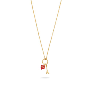 Eiffel Tower and Red Heart Pendant Charm Necklace