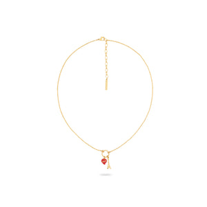 Eiffel Tower and Red Heart Pendant Charm Necklace