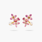Lilac Flower and Cut-Glass Bead Post Earrings