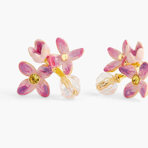 
            
                Load image into Gallery viewer, Lilac Flower and Cut-Glass Bead Post Earrings
            
        