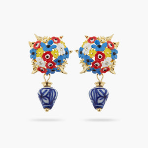 
            
                Load image into Gallery viewer, Flower Bouquet and Ceramic Bead Post Earrings
            
        