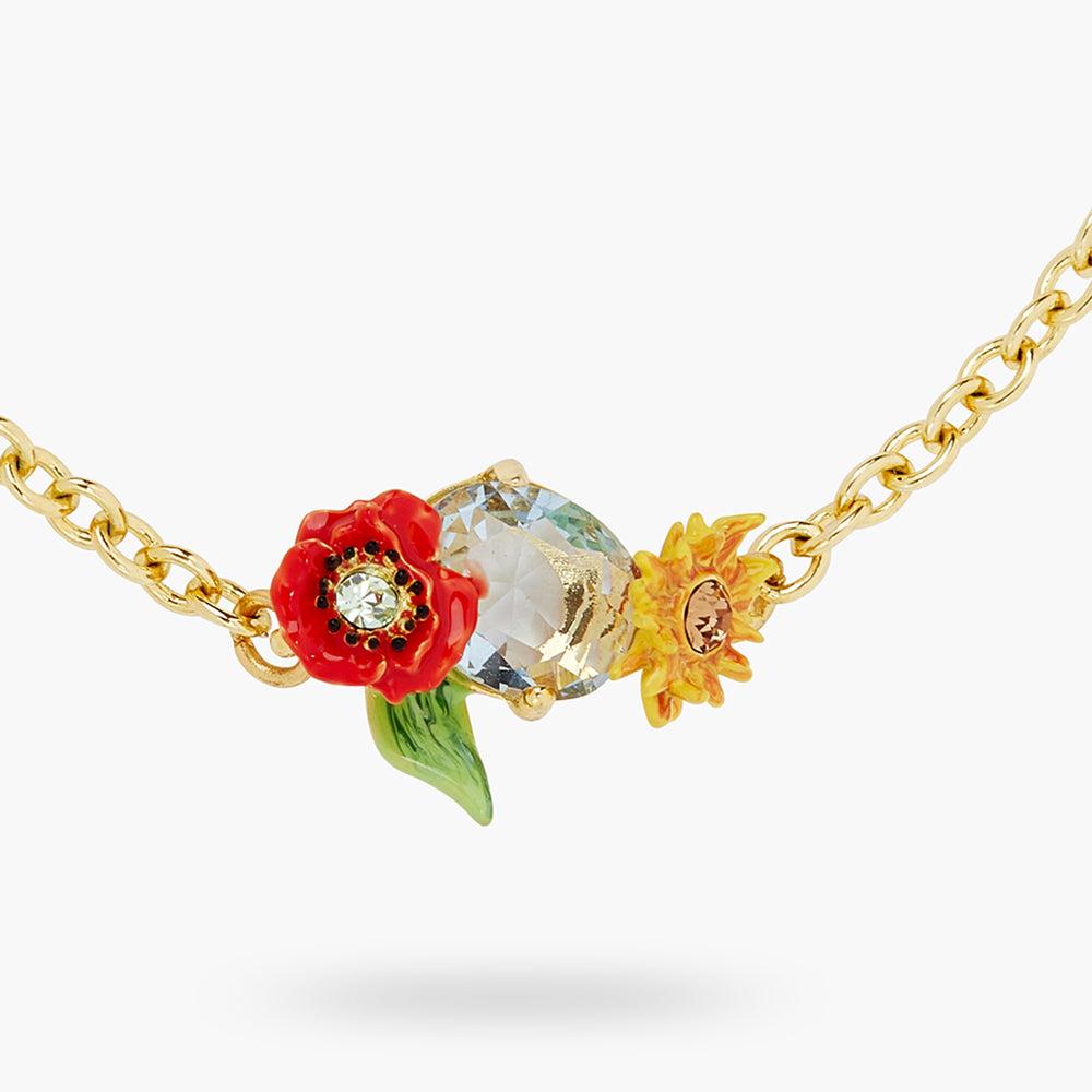 
            
                Load image into Gallery viewer, Fine Poppy, Sunflower and Blue Cut Glass Stone Bracelet
            
        