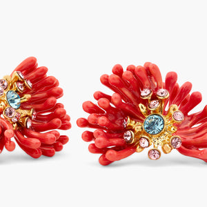 
            
                Load image into Gallery viewer, Pink Anemone and Colorful Stone Clip-On Earrings
            
        