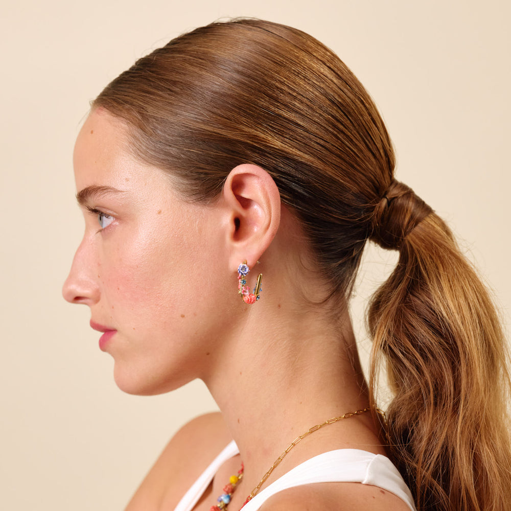 
            
                Load image into Gallery viewer, Seashell, Coral and Cut-Glass Stone Post Earrings
            
        