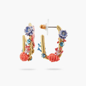 
            
                Load image into Gallery viewer, Seashell, Coral and Cut-Glass Stone Post Earrings
            
        