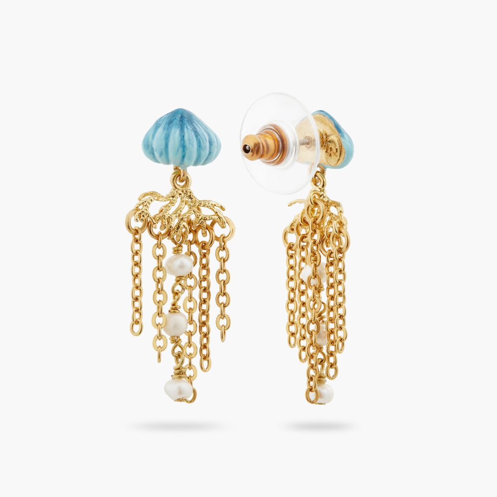 
            
                Load image into Gallery viewer, Blue and Golden Jellyfish Dangling Earrings
            
        