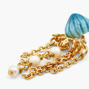 
            
                Load image into Gallery viewer, Blue and Golden Jellyfish Dangling Earrings
            
        