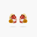 Hermit Crab and Light Pink Cut Glass Stone Post Earrings