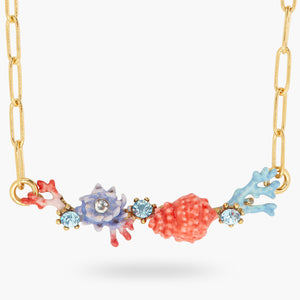 
            
                Load image into Gallery viewer, Seashell, Coral and Cut-glass Stone Statement Necklace
            
        