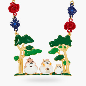 N2 Hamster Family Forest Walk Statement Necklace