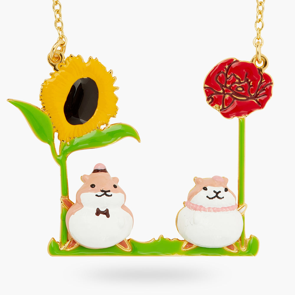 N2 Hamster and Flower Statement Necklace