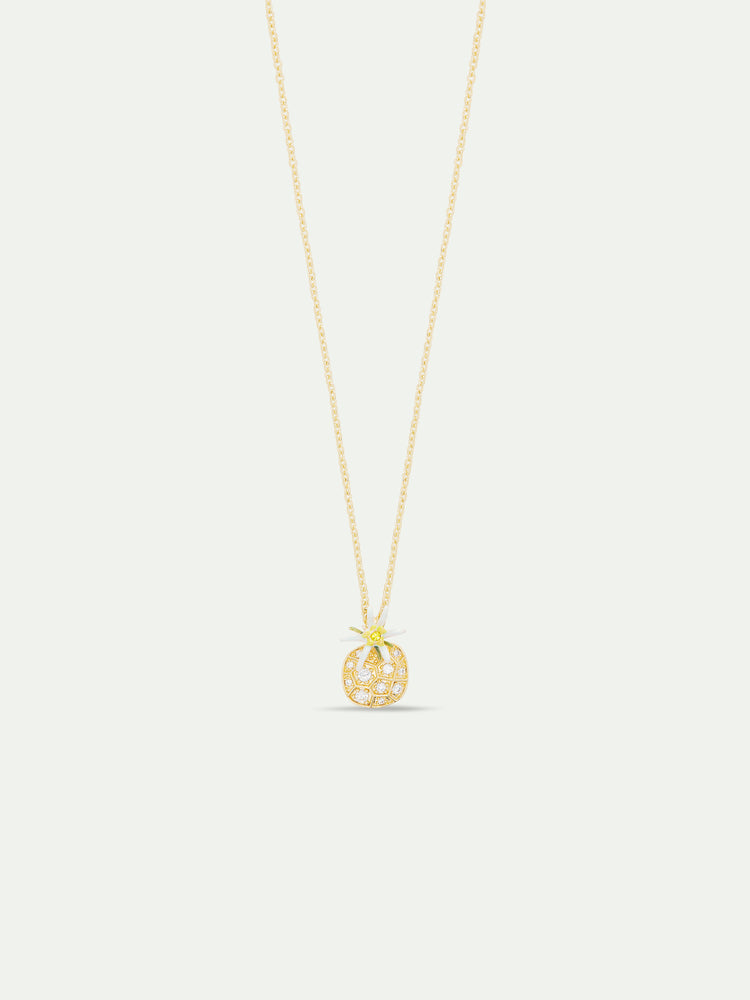Les Néréides Loves Animals - Edelweiss Flower and Cubic Zirconia Pendant Necklace