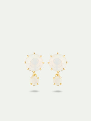 Opalescent White Diamantine Two-Stone Post Earrings