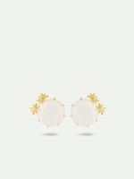 Opalescent White Diamantine Round Stone and Fine Stars Post Earrings